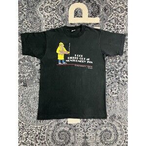 Vintage 90s  Fruit Of The Loom Graphic Tshirt Size Large Made In USA Black